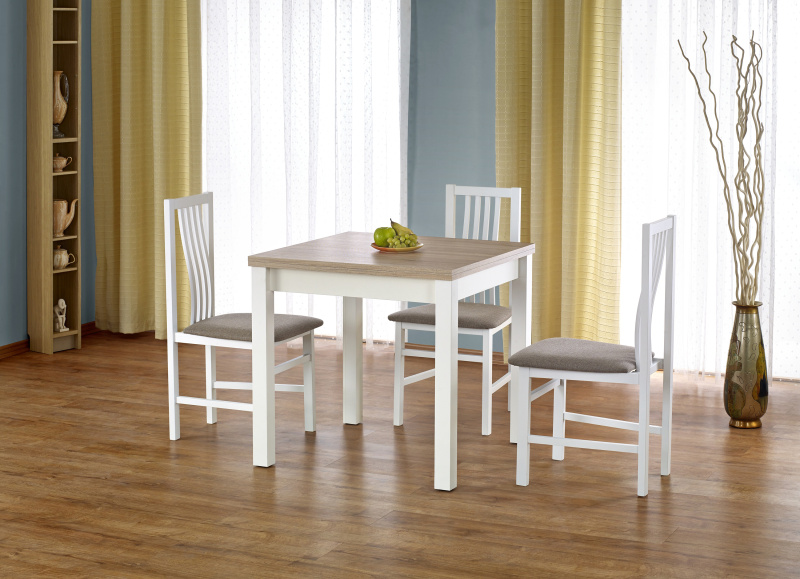 Jedálenský rozkladací stôl GRACJAN dub sonoma / bílý 80-160x80 cm