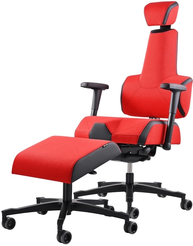 AKČNÝ SET Herná stolička E+Gamer Red&Black HX56/KX99 s podnožkou gallery main image