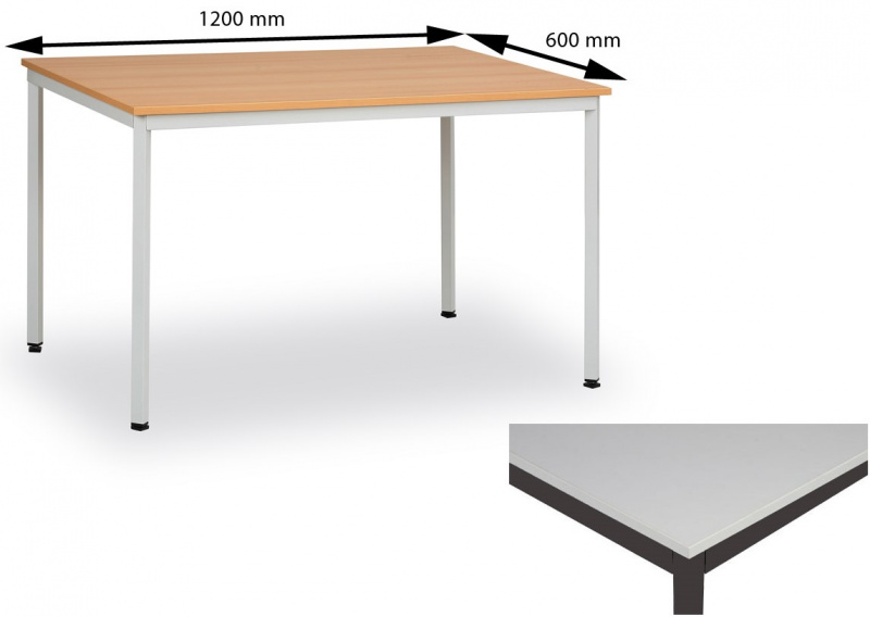 Jedálenský stôl 120 x 60 cm doska šedá
