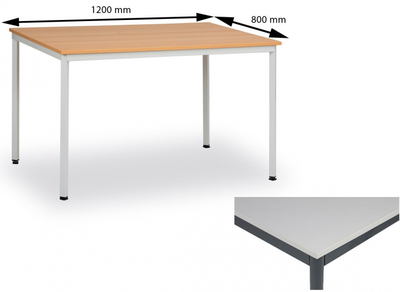 Jedálenský stôl 120 x 80 cm doska šedá