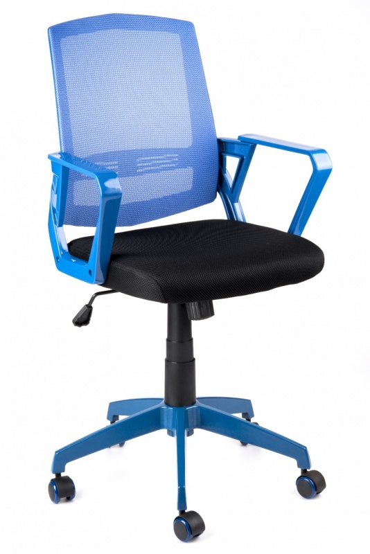 židle SUN, modré područky, modrý opěrák, černý sedák