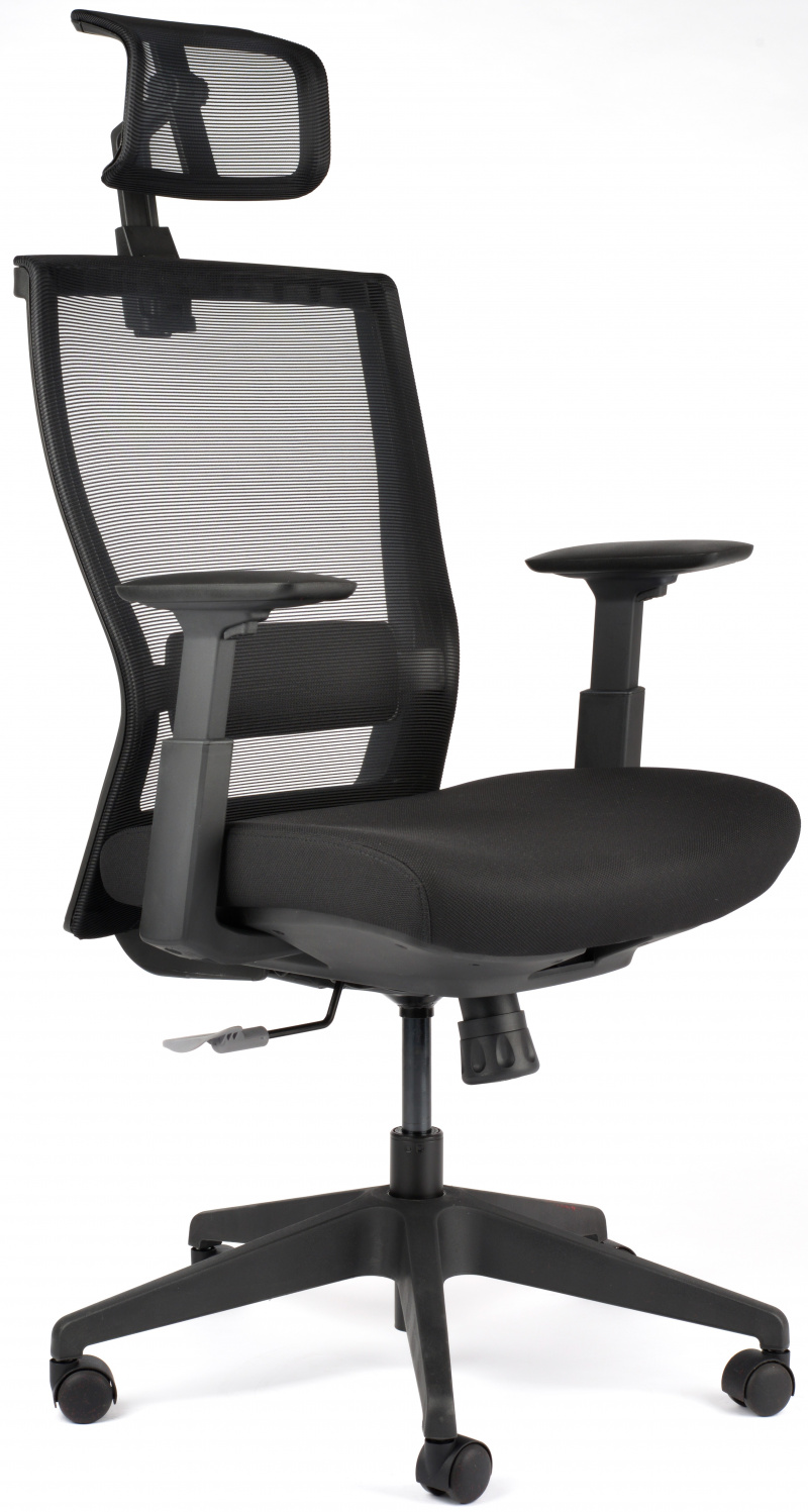 stolička MOTOSTUHL M5 čierny plast, látka čierna + čierna