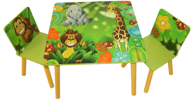Detský stôl so stoličkami JUNGLE
