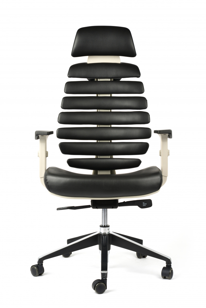 kancelárská stolička FISH BONES PDH - sivý plast, čierná koženka PU580165