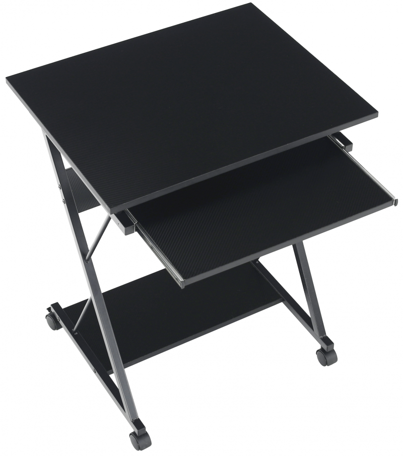 Pojazdný PC stôl/ herný stôl s kolieskami, čierna, TARAK 