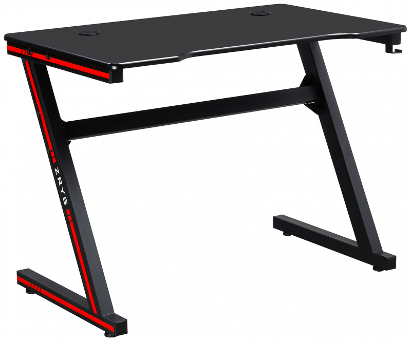 Herný stôl/ počítačový stôl, čierna/ červená, MACKENZIE 100 cm