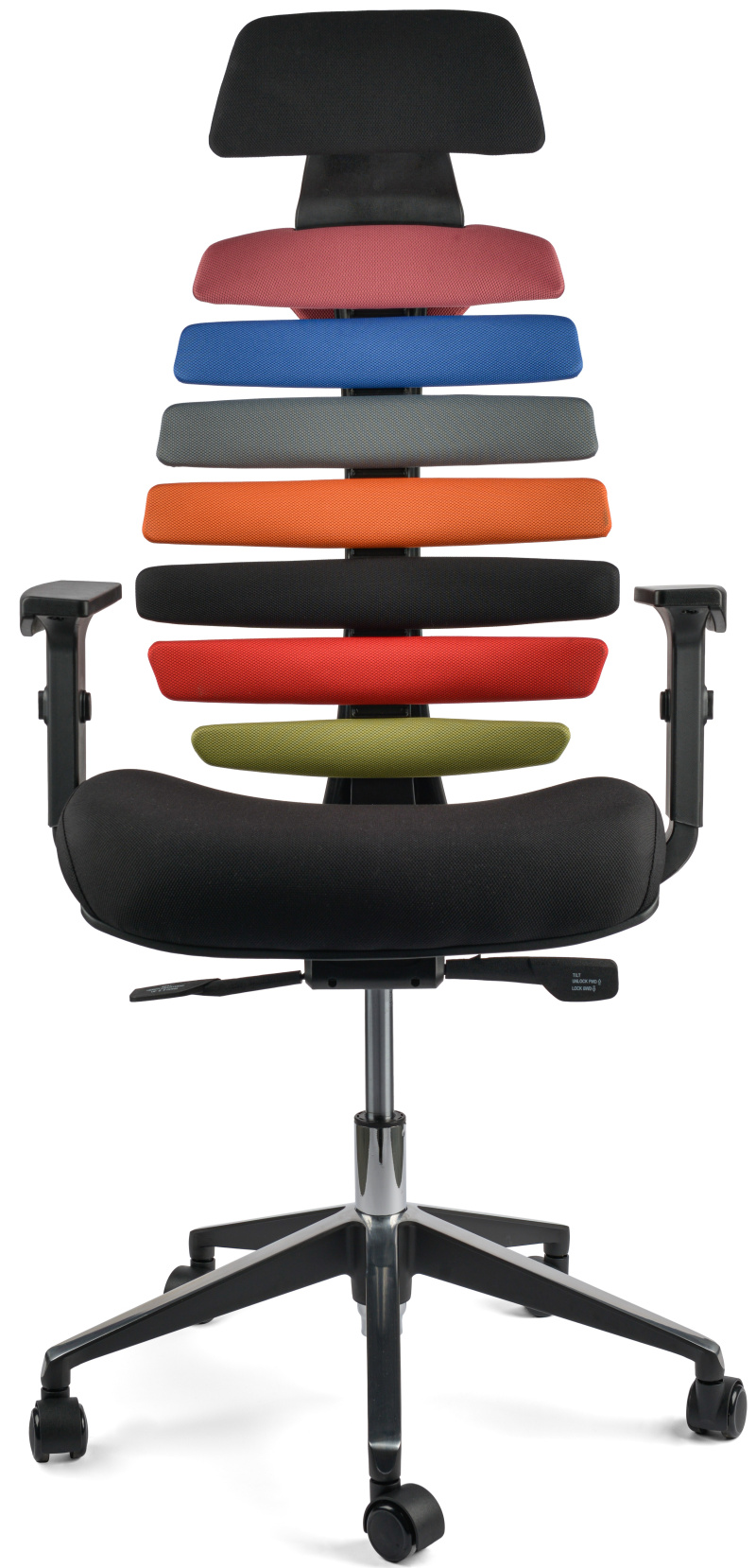 Kancelářská stolička FISH BONES s PDH čierny plast, farebná