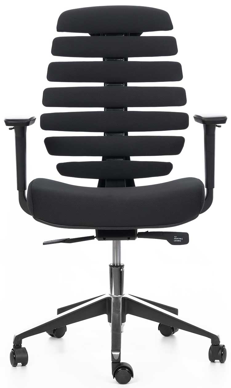 kancelárska stolička FISH BONES čierny plast, 26-60 čierna, 3D podrúčky