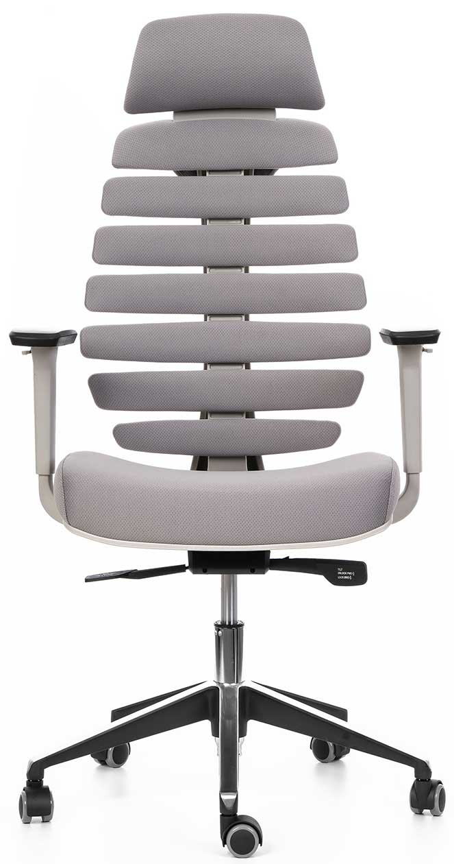 kancelárska stolička FISH BONES PDH šedý plast, 26-64, 3D podrúčky