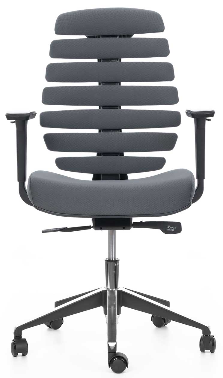 kancelárska stolička FISH BONES čierny plast, 26-60-5 tmavo šedá, 3D podrúčky