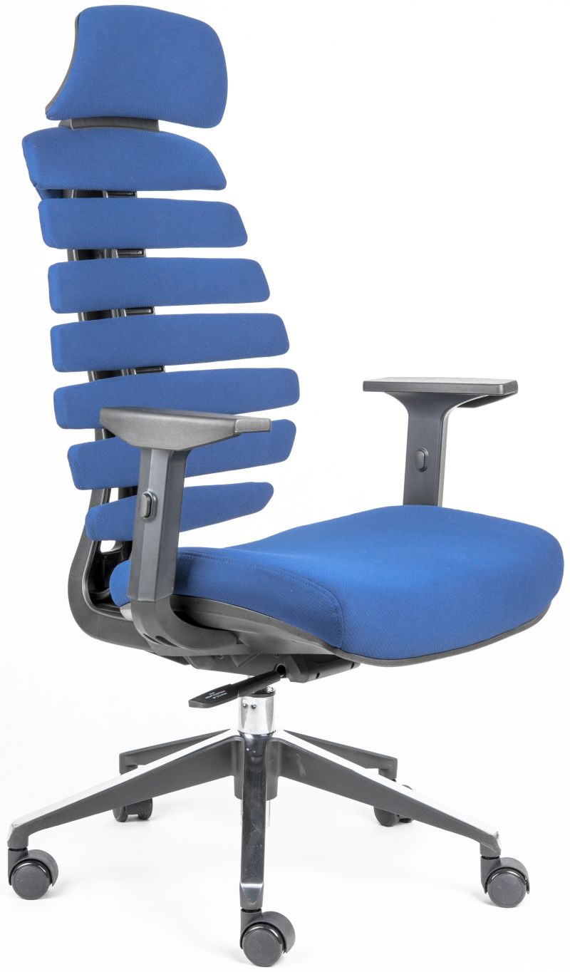 kancelárska stolička FISH BONES PDH čierny plast, modrá 26-67 