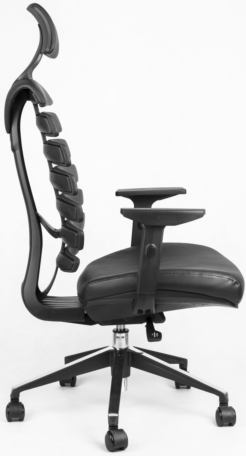 kancelárska stolička FISH BONES PDH čierny plast, čierna kůže