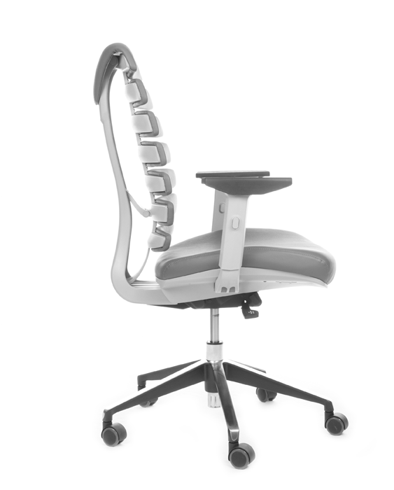 kancelárska stolička FISH BONES šedý plast,šedá látka s černou mřížkou SH04