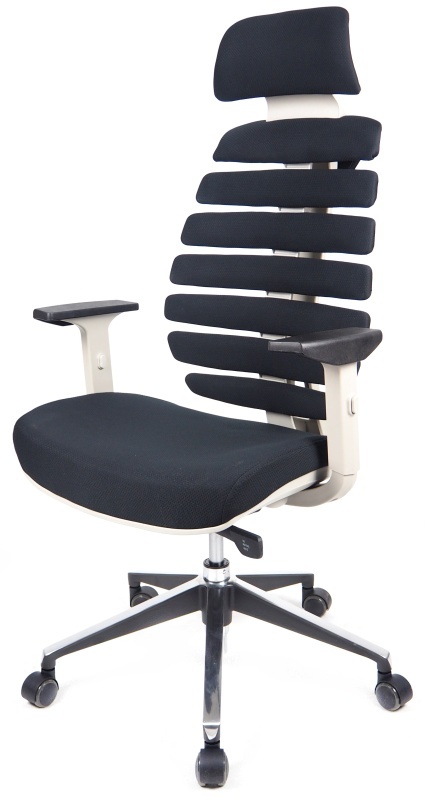 kancelárska stolička FISH BONES PDH šedý plast, čierna látka 26-60