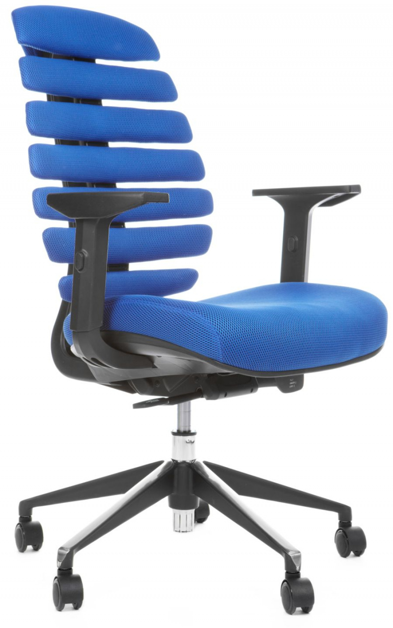 kancelárska stolička FISH BONES čierny plast, modrá látka TW10
