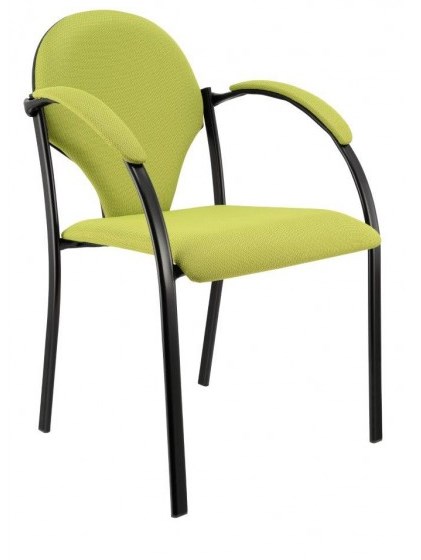 stolička NEON čierny plast, čalouněné područky