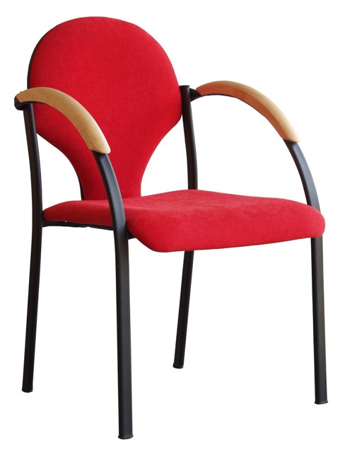 stolička NEON čierny plast, drevené područky