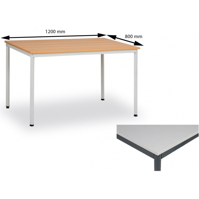 Jedálenský stôl 120 x 80 cm doska šedá