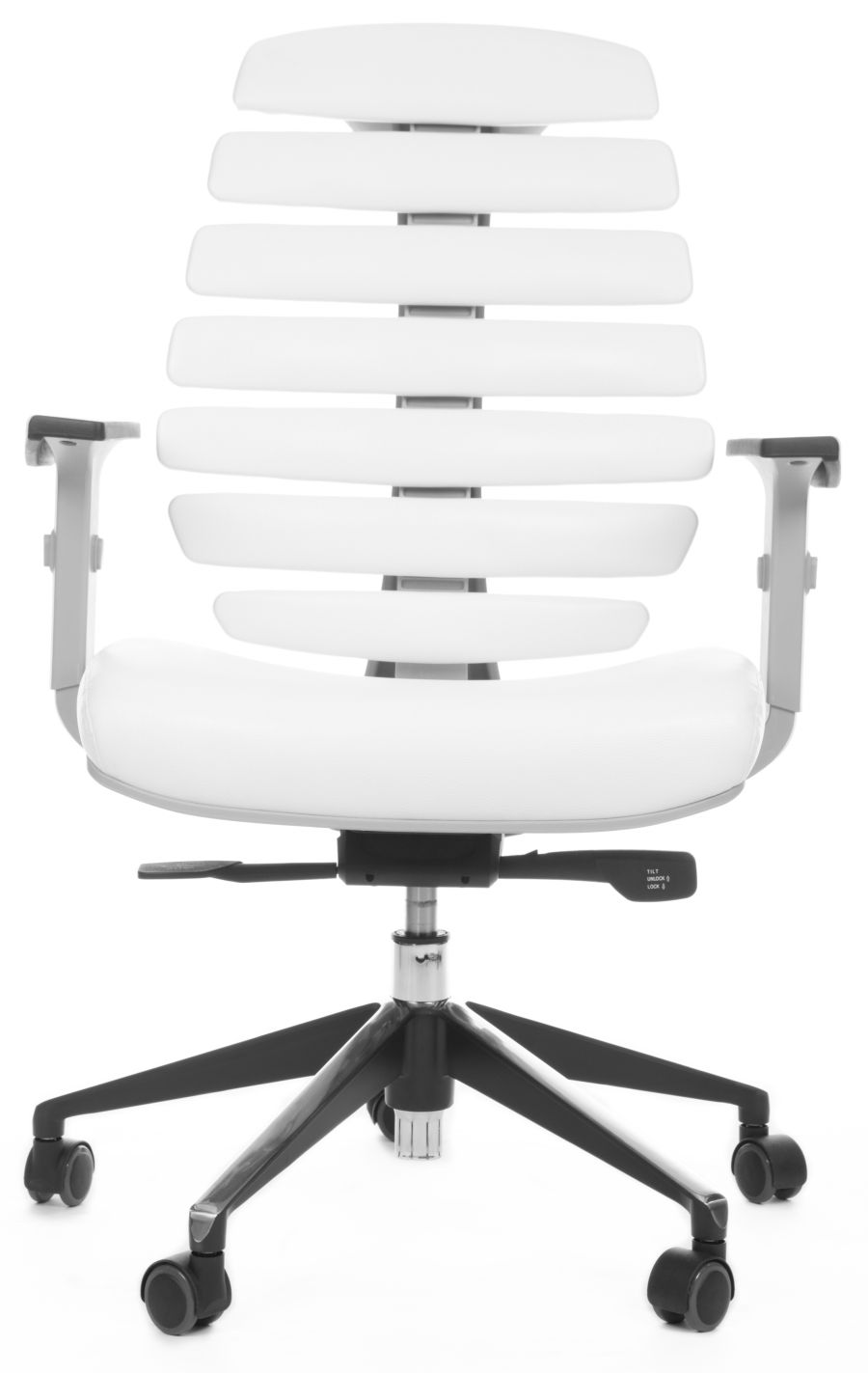 kancelárska stolička FISH BONES šedý plast, biela koženka gallery main image