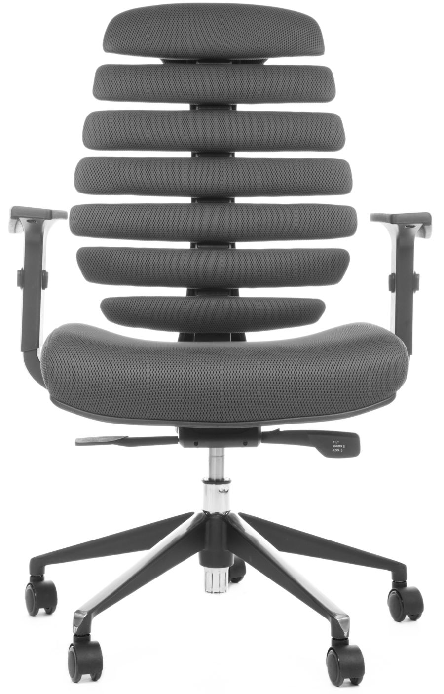 kancelárska stolička FISH BONES čierny plast, šedá látka TW12 gallery main image