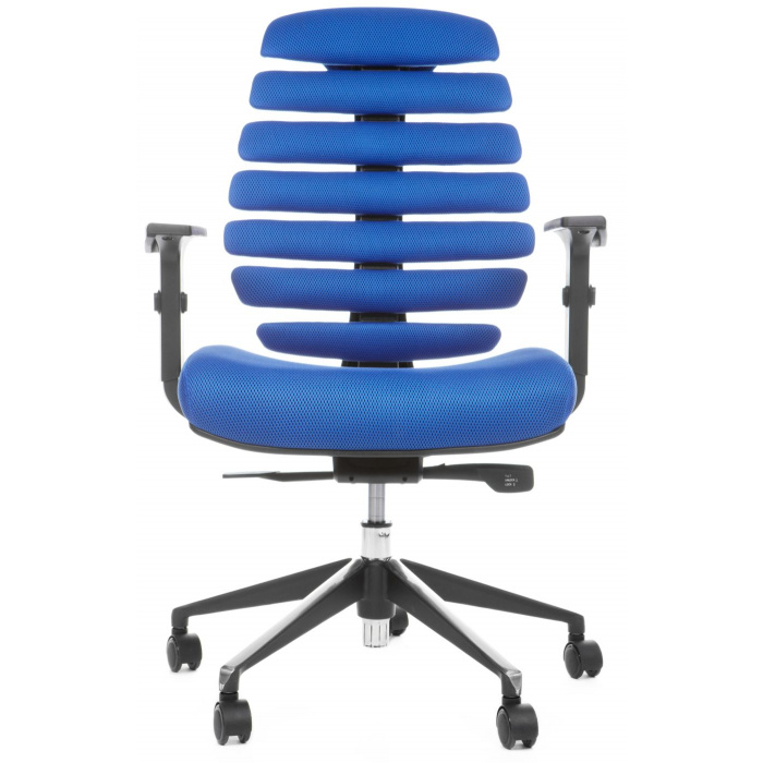 kancelárska stolička FISH BONES čierny plast, modrá látka TW10