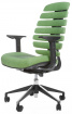 kancelárska stolička FISH BONES čierny plast, zelená látka SH06