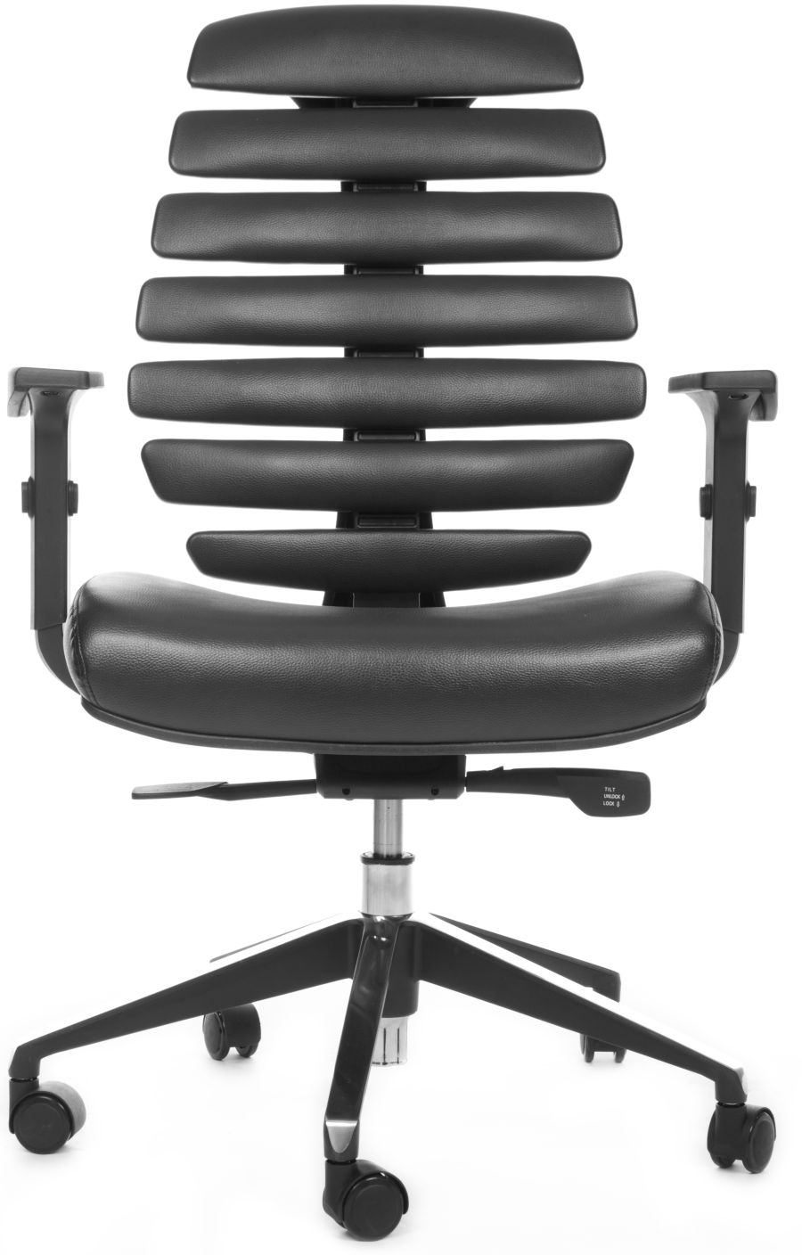 MERCURY kancelárska stolička FISH BONES čierny plast, čierna koženka PU580165.