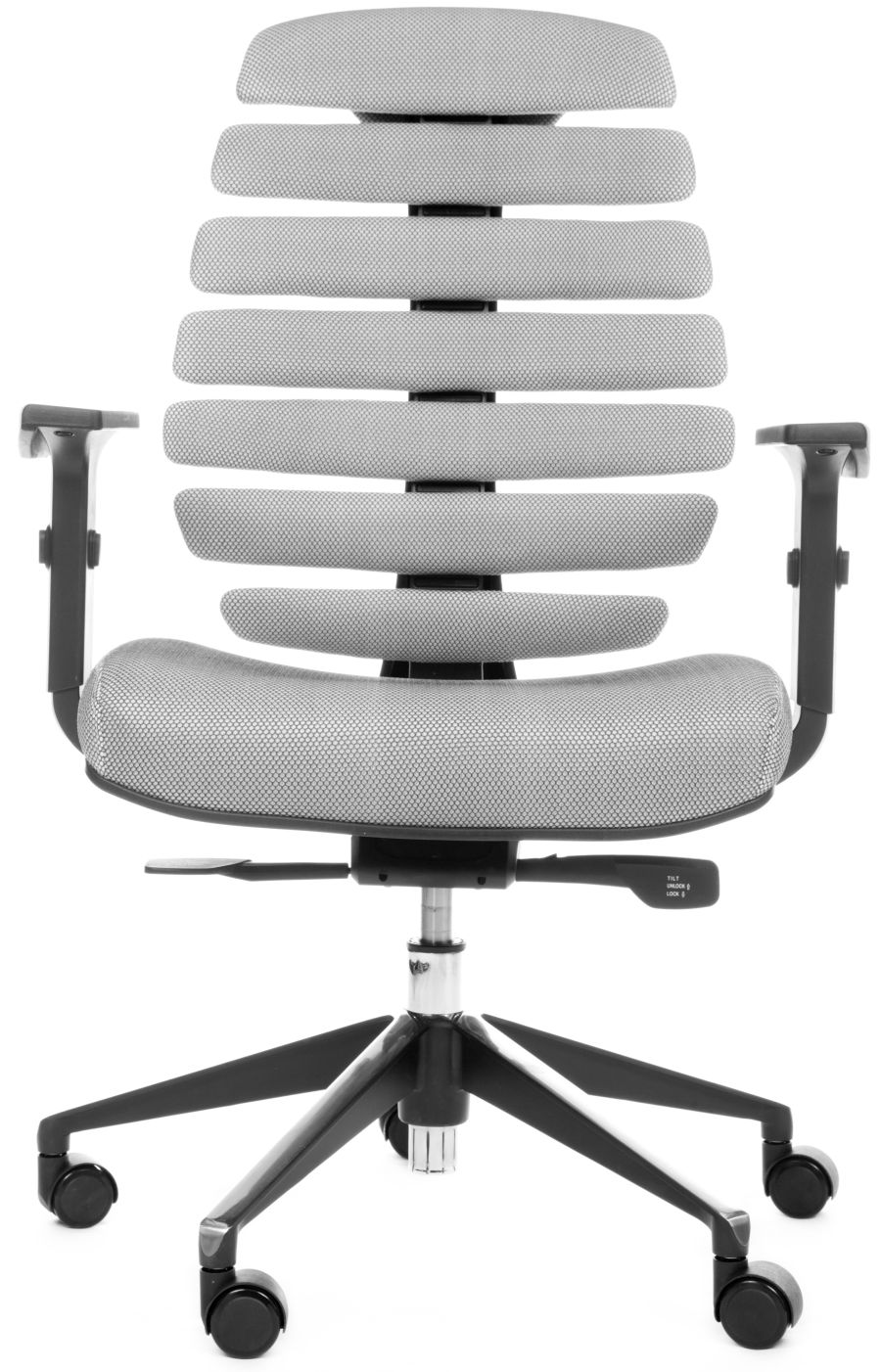kancelárska stolička FISH BONES čierny plast, sivá látka s čiernou mriežkou SH04 gallery main image