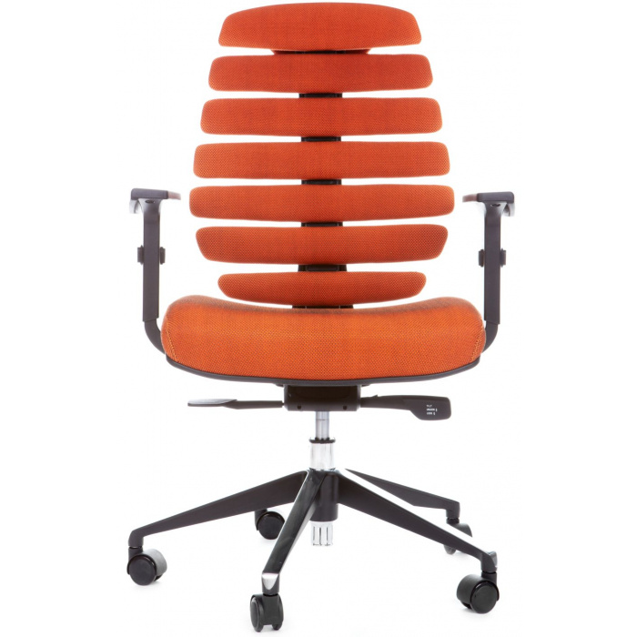 kancelárska stolička FISH BONES čierny plast,oranžová látka SH05