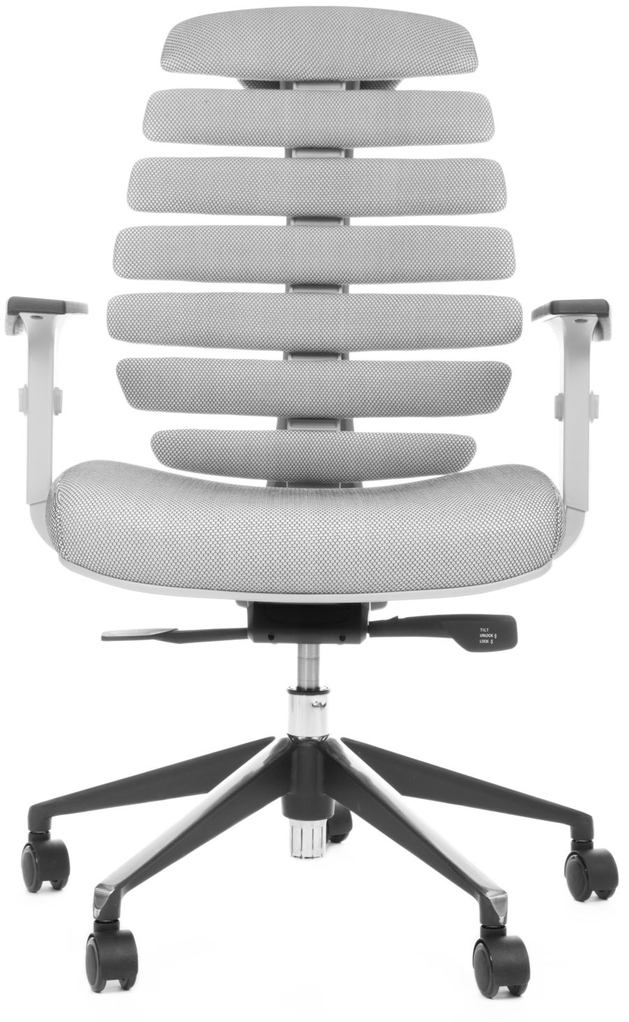 kancelárska stolička FISH BONES šedý plast,šedá látka s černou mřížkou SH04 gallery main image