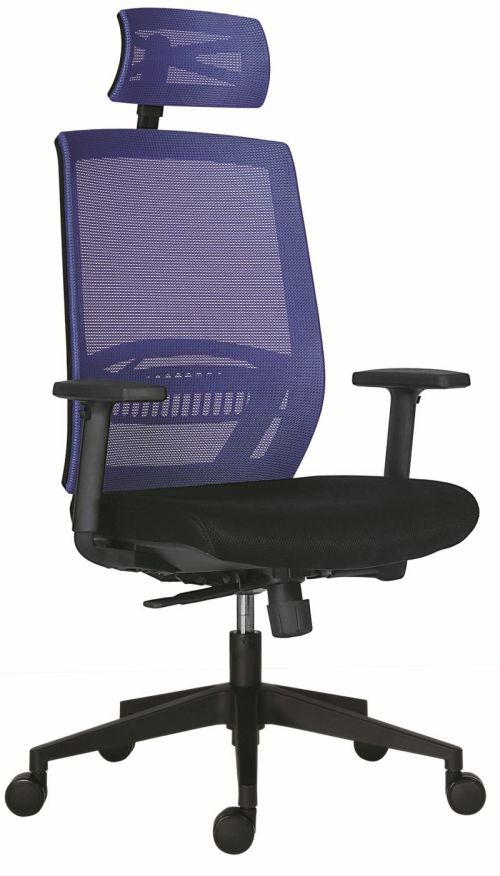 ANTARES kancelárska stolička ABOVE modrá.

Kancelárska stolička Above s modrou sieťovinou na operadle a opierke hlavy.