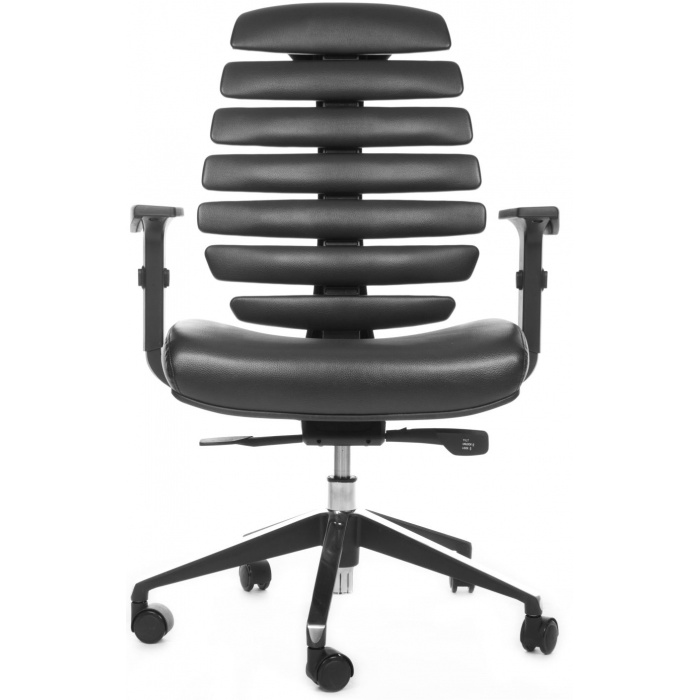 kancelárska stolička FISH BONES čierny plast, čierna kůže