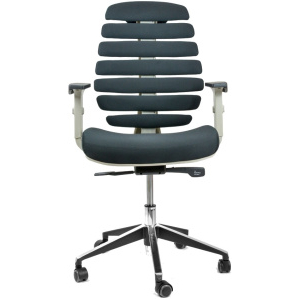 kancelárska stolička FISH BONES šedý plast, čierna látka 26-60