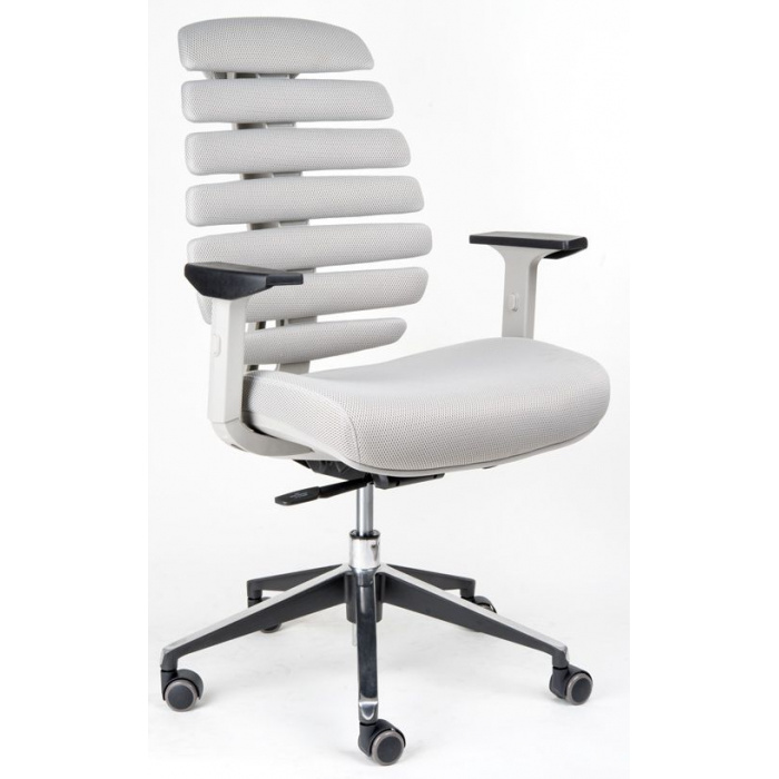 kancelárska stolička FISH BONES šedý plast, světlá látka FX2054-05