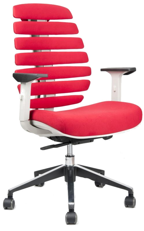 kancelárska stolička FISH BONES šedý plast, červená látka 26-68 gallery main image