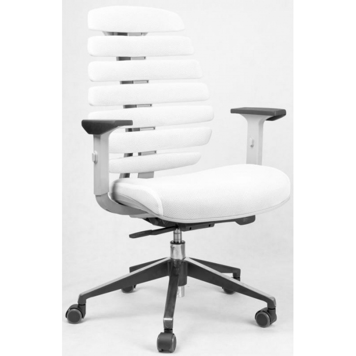 kancelárska stolička FISH BONES šedý plast,biela látka TW 50F MESH