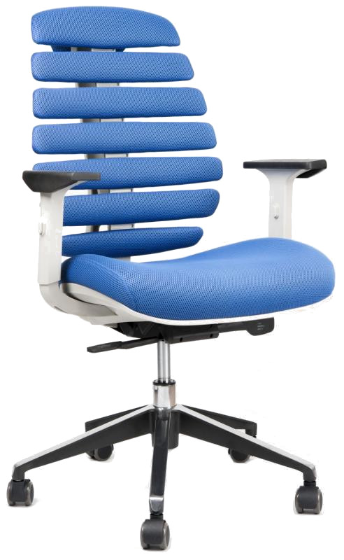 kancelárska stolička FISH BONES šedý plast, modrá látka MESH TW10 gallery main image