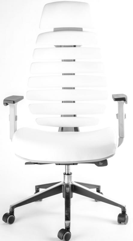 kancelárska stolička FISH BONES PDH šedý plast, bílá koženka PU480329 gallery main image