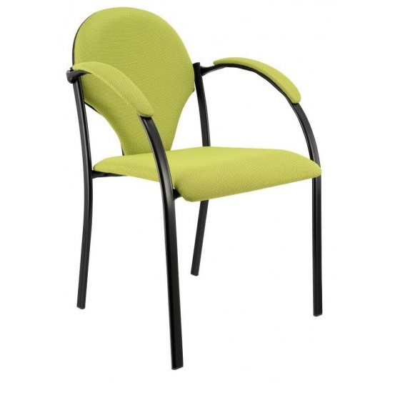 stolička NEON čierny plast, čalouněné područky