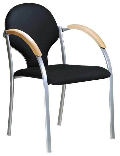 stolička NEON šedý plast, drevené područky gallery main image