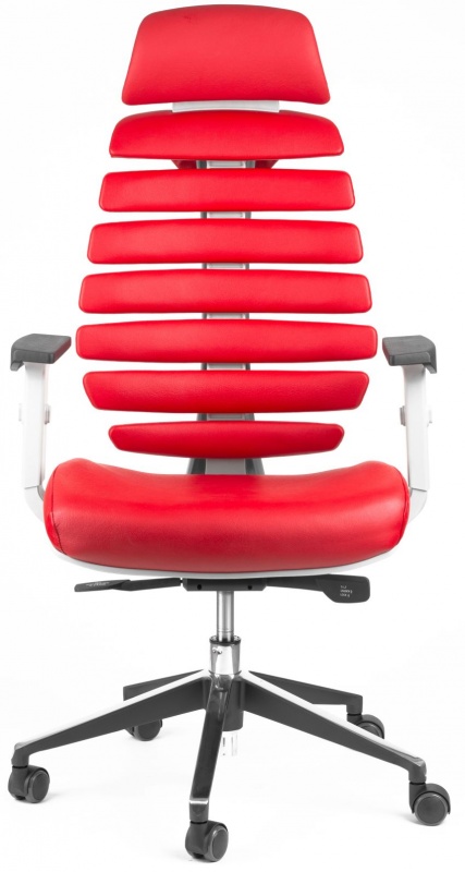 kancelárska stolička FISH BONES PDH sivý plast, červená koža gallery main image