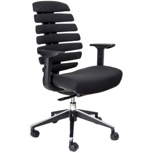 kancelárska stolička FISH BONES čierny plast, čierna látka 26-60