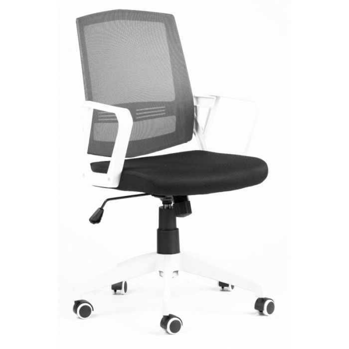 stolička SUN, bílé područky, šedý operadlo, čierny sedák