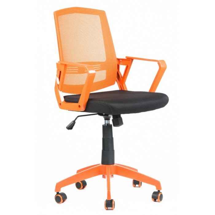 študentská stolička SUN, oranžové područky, oranžový operadlo, čierny sedák