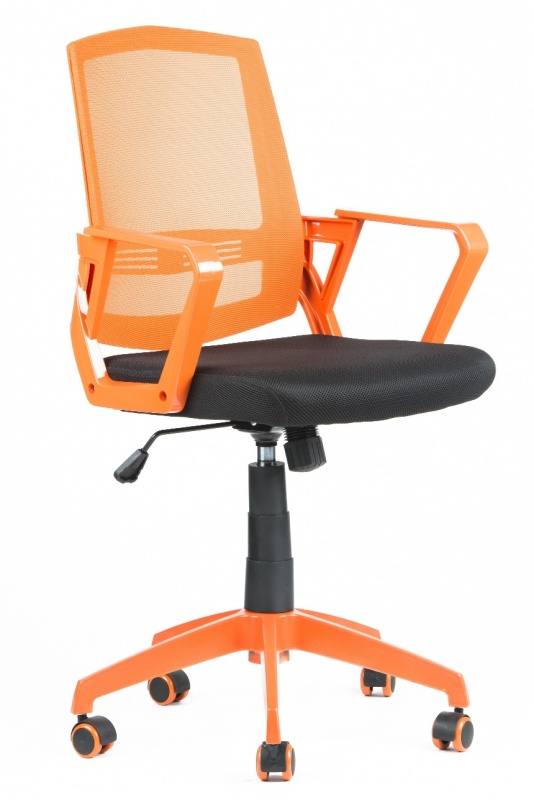 študentská stolička SUN, oranžové područky, oranžový operadlo, čierny sedák gallery main image
