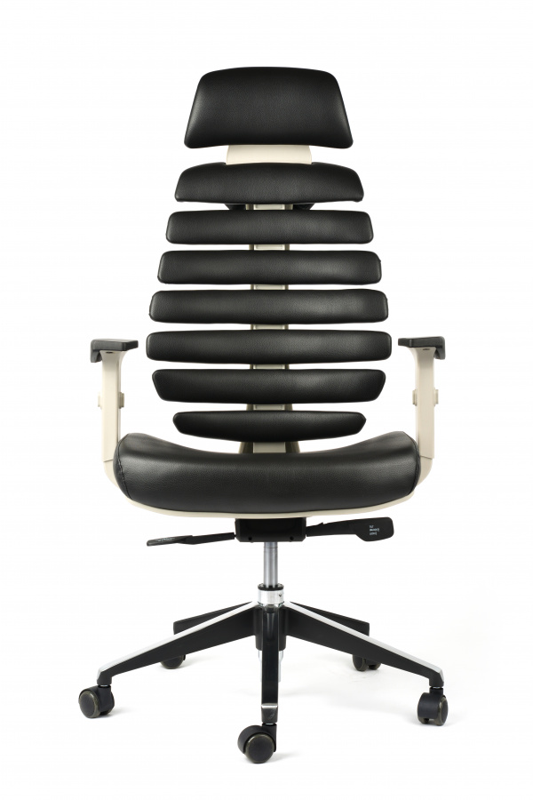 kancelárska stolička FISH BONES sivý plast, čierna koženka gallery main image