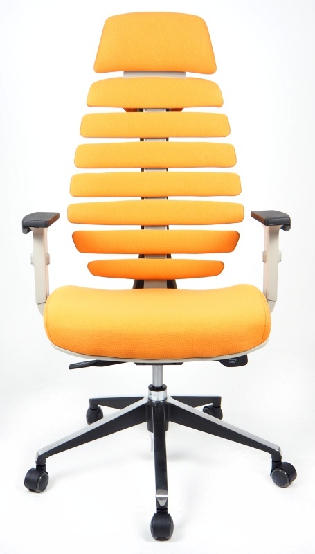 kancelárska stolička FISH BONES PDH šedý plast, oranžová 26-65 gallery main image