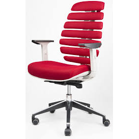 kancelárska stolička FISH BONES černý plast,červená látka TW57