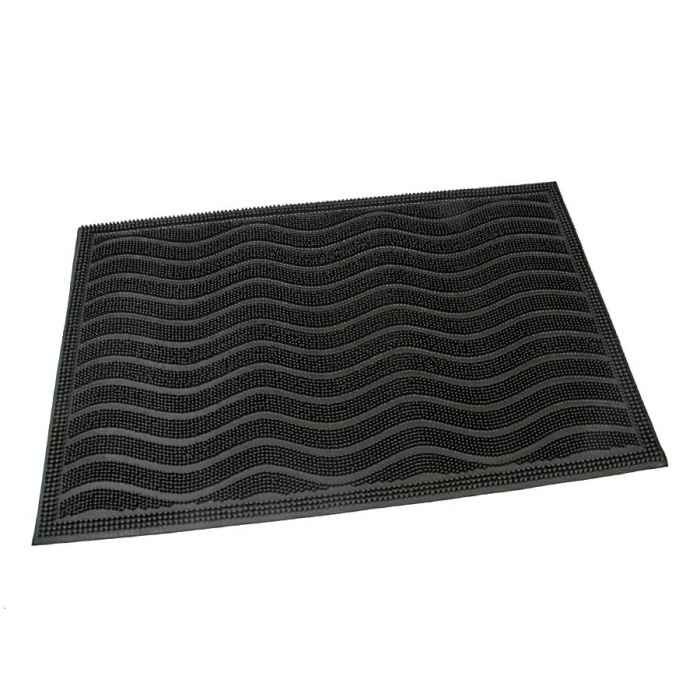 Gumová čistiaca kefová vonkajšia vstupná rohož Waves 60 x 40 cm