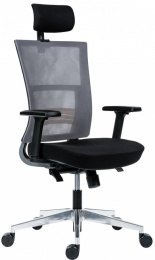 kancelárska stolička NEXT PDH, šedá sieťovina, čierna látka